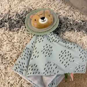 Plush Animal lion Security Blanket - Green